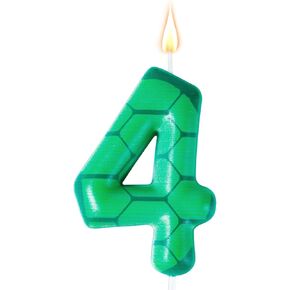 Turtle Themed Birthday Candles, Green Birthday Number Candle Paraffin Turtle Number Birthday Candle for Kids Boys Girls Birthday Party Cake Topper Decoration Supplies (Number 4)