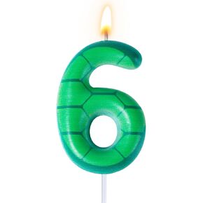 Turtle Themed Birthday Candles, Green Birthday Number Candle Paraffin Turtle Number Birthday Candle for Kids Boys Girls Birthday Party Cake Topper Decoration Supplies (Number 4)
