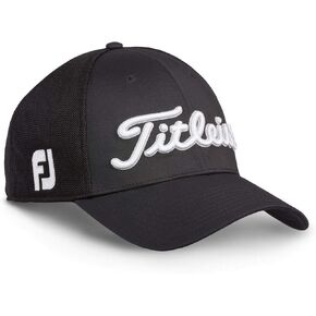 Titleist Tour Sports Staff Collection Extra Large to Double Extra Large Golf Cap with Curved Bill, Mesh Back, Stylish Design, and Odor Control, Black