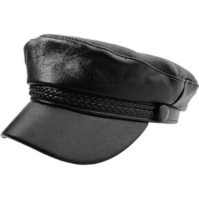 PU Leather Hat Leather Beret Baker Boy Hat Chauffeur Hat for Men and Women Black Beret Hats for Women Coraline Hat