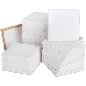 Tosnail 36 Pack 4" x 4" Mini Canvas Panels, Mini Stretched Canvas, Small Canvas Boards, Square Canvas for Painting Party, Crafts