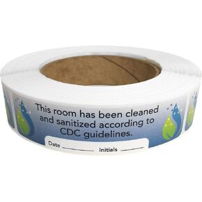 This Room Has Been Cleaned and Sanitized Labels Removable Adhesive 1 x 4 Inch 500 Total Labels