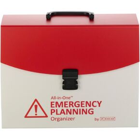 Smead All-in-One Emergency Planning Organizer, 13 Pockets, Letter Size, Latch Closure, Poly White/Red (92011)