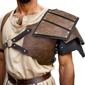 Viking Faux Leather Single Pauldron Shoulder Armor - Retro Medieval Knight Armor for LARP & Cosplay Enthusiasts