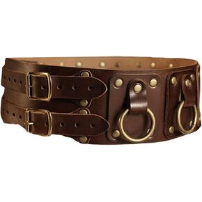 GK-O Medieval Wide Corset Belt Men Knight Warrior Viking Pirate Cosplay Costume Props Brown