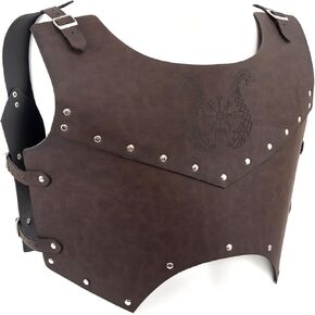 NUMJAW Medieval Faux Leather Chest Armor, Retro Mercenary Samurai Archer Body Leather Armor Men, Adjustable Viking Armor Vest Armour For Ren Faire,Larp Armor Knight Armor Cosplay Renaissance Armor