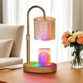 Candle Warmer Lamp with 7 LED Color Changing, Timer Dimmer Height Adjustable, Candle Warmer with RGB Model with 2 Bulbs, Home Decor Christmas Gift for Mom, Wife, Lover, Friend