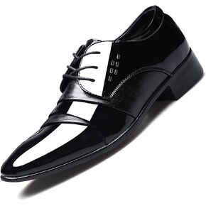 Men's Elegant Patent Leather Dress Shoes Formal Business Oxfords High Gloss Dressy Derby Shoes Tuxedo Weeding Prom