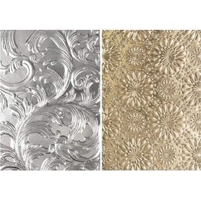 Tim Holtz 3D Texture Fades Embossing Folders - Elegant and Kaleidoscope - 2 Item Bundle