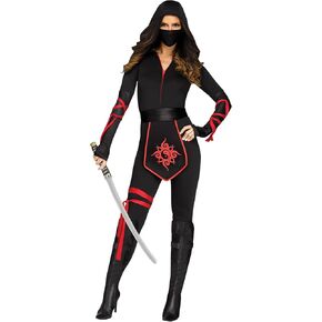 Fun World Women's Sexy Ninja Warrior Adult Costume, black, Size S 4-6