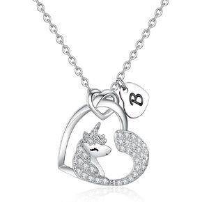 Unicorn Gifts for Girls Kids Letter Heart Unicorn Necklace for Girls Teens Initial Unicorn Necklace Unicorn Jewelry Unicorn Gifts for Girls Kids Jewelry Birthday Gifts for Girls