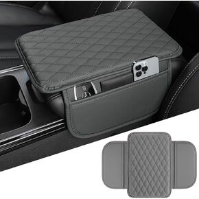 Car Center Console Cover, Microfiber Leather Car Armrest Cover Cushion, Universal Car Armrest Storage Box, Wear-Resistant and Comfortable Vehicle Interior Accessories for Most Vehicles (Red)