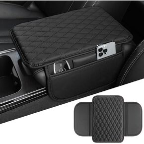 Car Center Console Cover, Microfiber Leather Car Armrest Cover Cushion, Universal Car Armrest Storage Box, Wear-Resistant and Comfortable Vehicle Interior Accessories for Most Vehicles (Red)