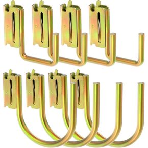8 PCS Heavy Duty E Track J Hooks, E Track Trailer Hang Tools with 2" and 4",E Track X Track Steel Hanger Spring Fitting E Track Accessories for Enclosed Trailer, Cargo Van,Gold