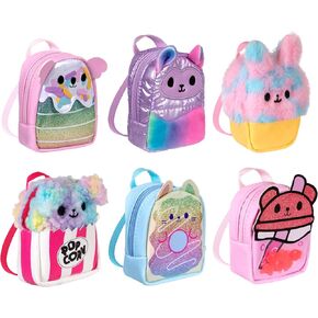REAL LITTLES - Scented Surprise Micro Backpacks, Soft, Fluffy, Cute Food Themed Micro Backpack With 5 Scented Real Working Micro Stationery Surprises Inside, 6 To Collect