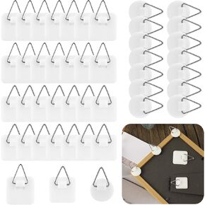 45Pcs Adhesive Wall Plate Hangers Without Nails, Plastic Vertical Hanging Hooks Invisible Adhesive Picture Hanger for Home Wall Art Picture Photo Frame Bathroom Kitchen Door White