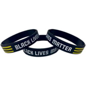 سوار معصم مطاطي من السيليكون من TheAwristocrat مكون من 3 قطع من BLACK LIVES MATTER لدعم العدالة العنصرية