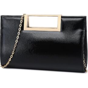 Clutch Purse for Women Fashion PU Leather Handbag Metal Grip Cut it out Clutch with Shoulder Strap