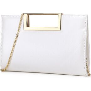 Clutch Purse for Women Fashion PU Leather Handbag Metal Grip Cut it out Clutch with Shoulder Strap
