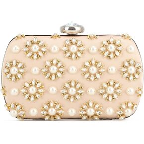 Freie Liebe Women's Beaded Evening Clutch Purses Formal Rhinestone Evening Handbag with Chain for Wedding, Prom, Party