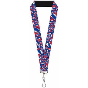 Buckle Down Lanyard-1.0"-Steal Your Face Stacked Red/White/Blue