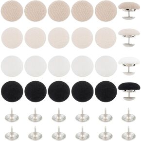 BENECREAT 32 Sets 4 Colors Baseball Cap Button, 17mm/0.67Inch Top Replacement Hats Buttons, Black White Cloth Covered Hat Button for Hat Replacement Repair Jeans Blouse Sewing