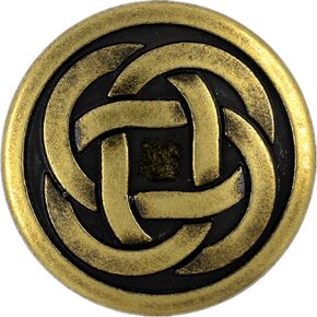 Bezelry 10 Pieces Tiny Celtic Knot Metal Shank Buttons. 25mm (1 inch) (Antique Brass)