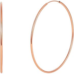 Women's 18K Rose Gold Hoop Earrings Thin Pierced Earrings Long Big Huggie Earrings 30mm/40mm Large Round Endless Hypoallergenic Hoops Earrings for Women ZHOU LIU FU