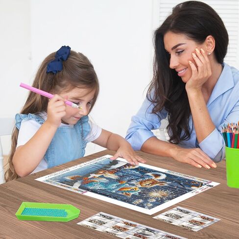 QENSPE Diamond Painting Kits for Adults,Full Drill Diamond Art Diamond Dots Paintings for Beginners,Squirrel Fireworks Round 5D DIY Arts and Crafts for Home Wall Decor 12x16inch in Kuwait