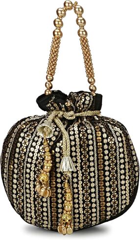 LONGING TO BUY Handcrafted Pearl and Bead Embellished Potli Bag, Potli Bag For Women in Kuwait