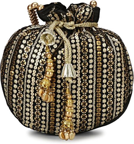 LONGING TO BUY Handcrafted Pearl and Bead Embellished Potli Bag, Potli Bag For Women in Kuwait