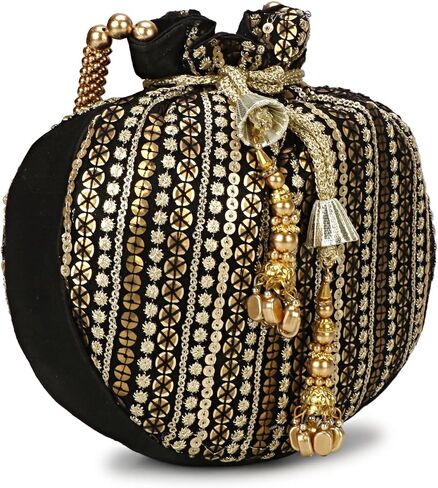 LONGING TO BUY Handcrafted Pearl and Bead Embellished Potli Bag, Potli Bag For Women in Kuwait