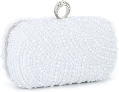 Oweisong Pearl Clutch Purses for Women Wedding Ivory Bridal Evening Bag Formal Party White Beaded Shoulder Handbag in Saudi Arabia