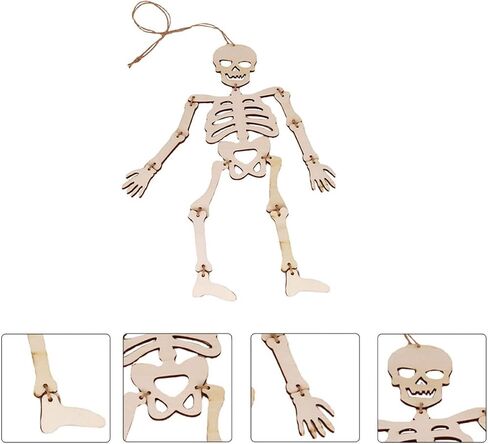 Toyvian Halloween الهيكل العظمي باب من 2 جمجمة خشبية مقطوعة للهالوين قطع خشبية غير مكتملة للهالوين قطع خشبية للحرف اليدوية المزخرفة الخشبية in Kuwait