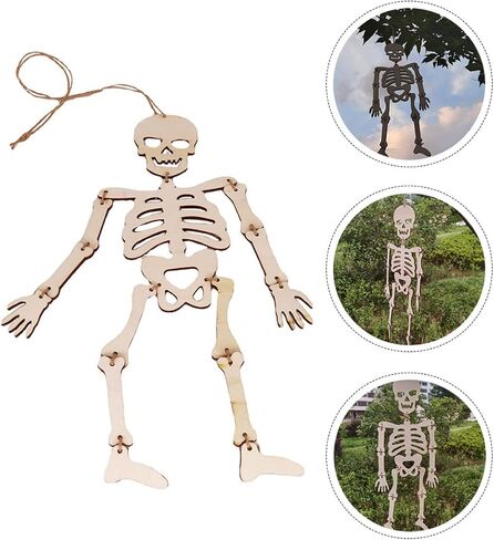 Toyvian Halloween الهيكل العظمي باب من 2 جمجمة خشبية مقطوعة للهالوين قطع خشبية غير مكتملة للهالوين قطع خشبية للحرف اليدوية المزخرفة الخشبية in Kuwait