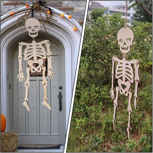 Toyvian Halloween الهيكل العظمي باب من 2 جمجمة خشبية مقطوعة للهالوين قطع خشبية غير مكتملة للهالوين قطع خشبية للحرف اليدوية المزخرفة الخشبية in Kuwait