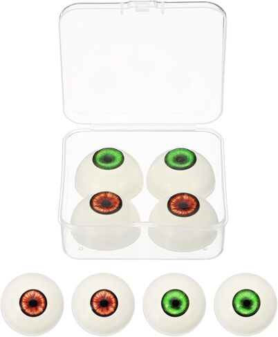 PATIKIL 32 mm Realistic Eyes Big Eyeballs, 2 Pair Acrylic Scary Half Round Fake Doll Eyes Props for Halloween Party Horror Mask DIY Craft Decoration, Silver Red Green in Saudi Arabia