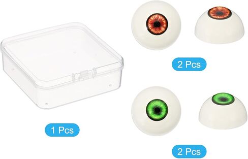 PATIKIL 32 mm Realistic Eyes Big Eyeballs, 2 Pair Acrylic Scary Half Round Fake Doll Eyes Props for Halloween Party Horror Mask DIY Craft Decoration, Silver Red Green in Saudi Arabia