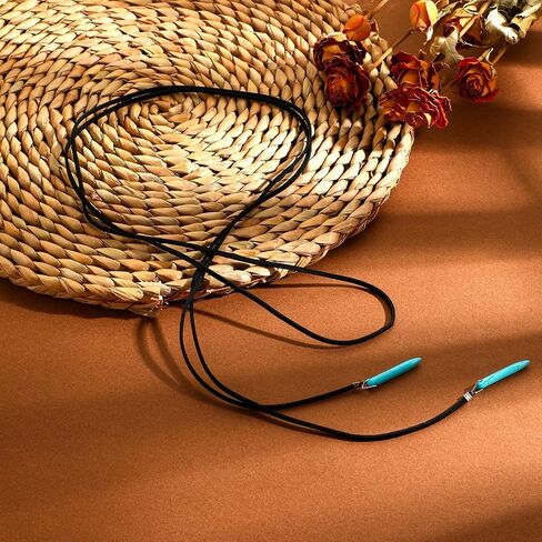 Boho Feather Turquoise Leather Choker Necklace for Women Bohemian Handmade Leaf Layered Black Brown Suede Cowgirl Cowboy Necklace for Western Style Country Party Trendy Jewelry Gifts in Saudi Arabia