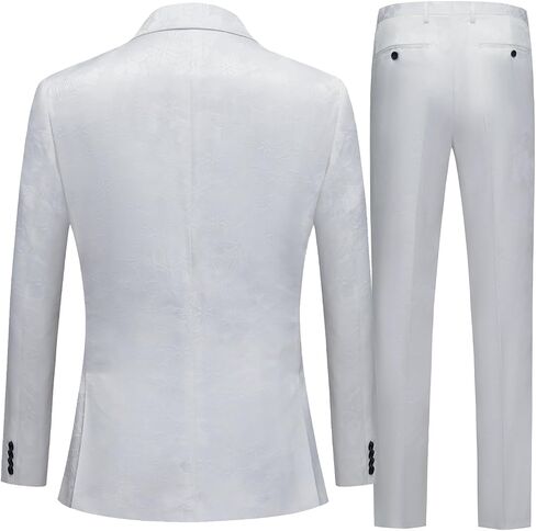 Men's Jacquard 2 Piece Suits Slim Fit Double Breasted Suit Jacket Pants Set Casual Wedding Casual Business in Kuwait