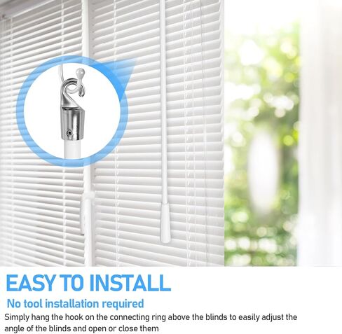 8 قطع من العصا العمياء مقاس 17 بوصة، أجزاء بديلة للستائر الرأسية مع خطاف وقبضة، استبدال العصا العمياء بخطاف، عصا إمالة عمياء من الألياف الزجاجية البيضاء للنافذة in Kuwait