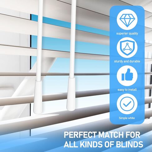 8 قطع من العصا العمياء مقاس 17 بوصة، أجزاء بديلة للستائر الرأسية مع خطاف وقبضة، استبدال العصا العمياء بخطاف، عصا إمالة عمياء من الألياف الزجاجية البيضاء للنافذة in Kuwait