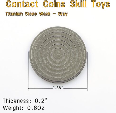 EDC Titanium Contact Coins Fidget Toys, Pocket Skill Toys Lucky Coin Worry Stone, Solid Double Face Concentric-Circles Patterns Coins (Stone wash - Gray) in Saudi Arabia