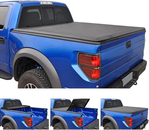 Tyger Auto T3 Tri-Fold Truck Tonneau Cover TG-BC3D1013 Works with 2005-2011 Dodge Dakota 2006-2008 Mitsubishi Raider | Fleetside 5.3' Bed | Fit Models Without Utility Track System,Black in Saudi Arabia