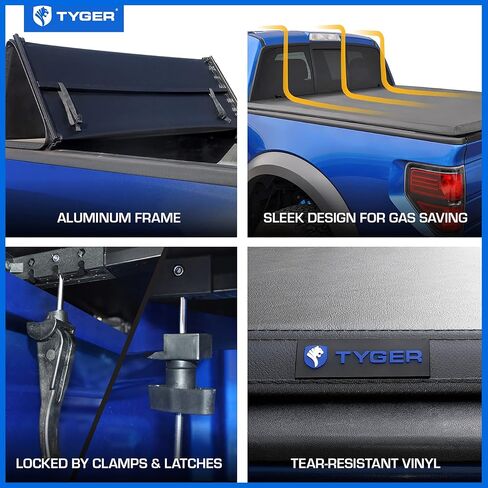 Tyger Auto T3 Tri-Fold Truck Tonneau Cover TG-BC3D1013 Works with 2005-2011 Dodge Dakota 2006-2008 Mitsubishi Raider | Fleetside 5.3' Bed | Fit Models Without Utility Track System,Black in Saudi Arabia