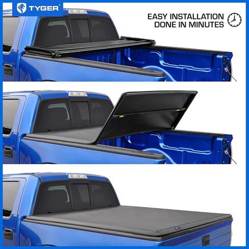 Tyger Auto T3 Tri-Fold Truck Tonneau Cover TG-BC3D1013 Works with 2005-2011 Dodge Dakota 2006-2008 Mitsubishi Raider | Fleetside 5.3' Bed | Fit Models Without Utility Track System,Black in Saudi Arabia