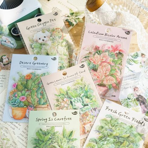 MAXLEAF 180 قطعة من ملصقات الزهور العتيقة ونباتات الصبار والحيوانات الأليفة من أجل المجلات الفنية DIY وألبوم مخطط القصاصات وديكورات الصور، هدايا لمحبي المجلات in Kuwait