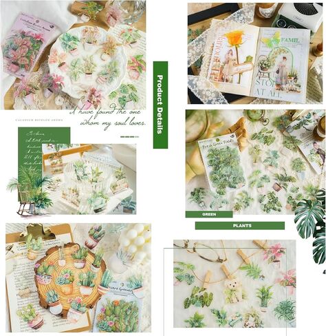 MAXLEAF 180 قطعة من ملصقات الزهور العتيقة ونباتات الصبار والحيوانات الأليفة من أجل المجلات الفنية DIY وألبوم مخطط القصاصات وديكورات الصور، هدايا لمحبي المجلات in Kuwait