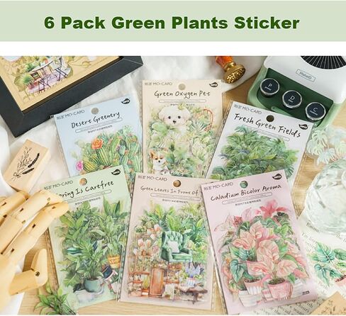 MAXLEAF 180 قطعة من ملصقات الزهور العتيقة ونباتات الصبار والحيوانات الأليفة من أجل المجلات الفنية DIY وألبوم مخطط القصاصات وديكورات الصور، هدايا لمحبي المجلات in Kuwait