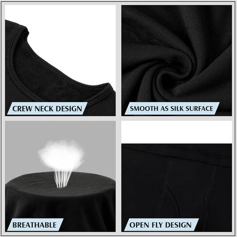 Patelai 3 Sets Men's Thermal Underwear Long Johns Base Layer with Fleece Lined for Winter Cold Weather in Saudi Arabia